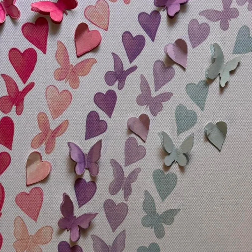 Framed Butterfly Heart Rainbow Wall Art White Decor